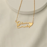 Personalized Double Name Heart Necklace for Women