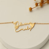 Personalized Double Name Heart Necklace for Women
