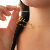 Personalized Double Name Heart Necklace for Women