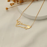 Personalized Double Name Heart Necklace for Women