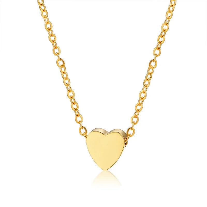 Heart Love Charm Necklace Engraving Name Stainless Steel Choker Collar