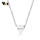Heart Love Charm Necklace Engraving Name Stainless Steel Choker Collar