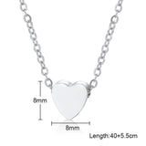 Heart Love Charm Necklace Engraving Name Stainless Steel Choker Collar