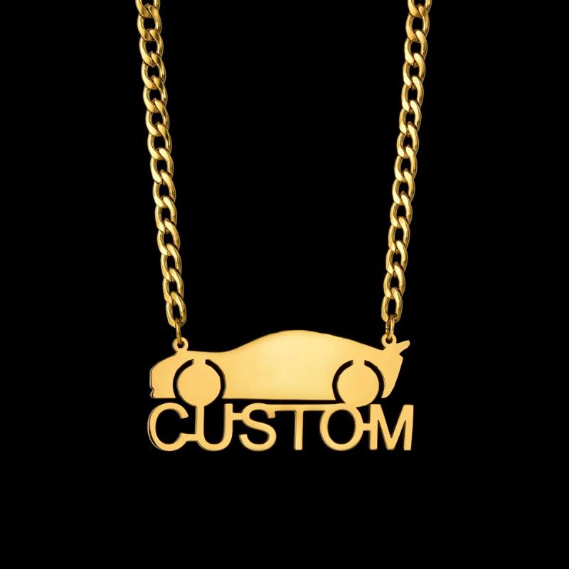 Personalized Name Necklace 5mm NK Chain Car Pendant Stainless Steel Women Choker