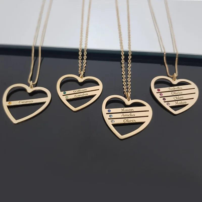 Personalized Birthstone Heart Nameplate Choker Necklace