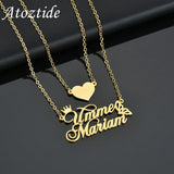 Personalized Heart Name Necklace for Women, Stainless Steel Crown Butterfly Pend