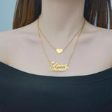 Personalized Heart Name Necklace for Women, Stainless Steel Crown Butterfly Pend