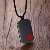 Stainless Steel Medical Alert ID Dog tag Pendant Necklace