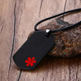 Stainless Steel Medical Alert ID Dog tag Pendant Necklace