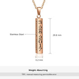 Personalized Engraved Name Date Necklace Stainless Steel Vertical Bar Pendant