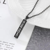 Personalized Engraved Name Date Necklace Stainless Steel Vertical Bar Pendant