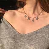 Personalized Rhinestone Letter Necklace Silver Choker