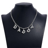 Personalized Rhinestone Letter Necklace Silver Choker