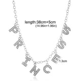 Personalized Rhinestone Letter Necklace Silver Choker