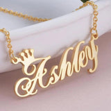 Crown Nameplate Necklace Personalized Stainless Steel Chain Wedding Gift