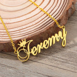 Crown Nameplate Necklace Personalized Stainless Steel Chain Wedding Gift