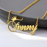 Crown Nameplate Necklace Personalized Stainless Steel Chain Wedding Gift