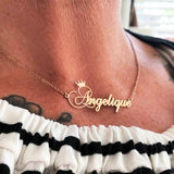 Crown Nameplate Necklace Personalized Stainless Steel Chain Wedding Gift