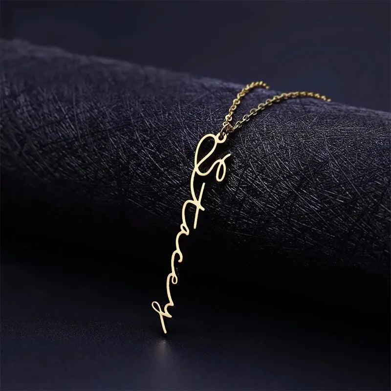 Personalized Cursive Vertical Name Choker Necklace