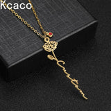 Personalized Birth Flower Name Necklace with Birthstone Pendant