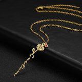 Personalized Birth Flower Name Necklace with Birthstone Pendant