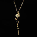 Personalized Birth Flower Name Necklace with Birthstone Pendant