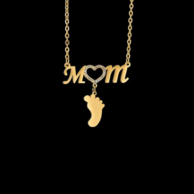 Bluelory Personalized Mom Crystal Heart Name Necklaces