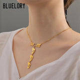 Bluelory Personalized Mom Crystal Heart Name Necklaces