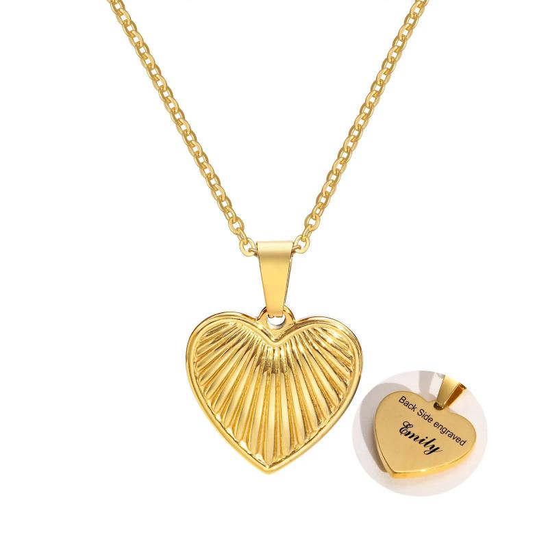 Engraved Heart Necklace Pendant, Personalized Gift for Women