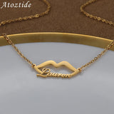 Sexy lips Shape Name Necklace Stainless Steel Personalized Pendants