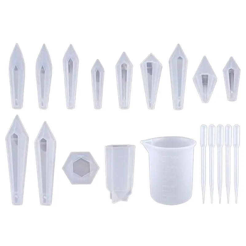 19pcs Crystal Epoxy Resin Mold Pendulum Casting Silicone Mould DIY Crafts