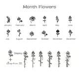 Personalized Month Flowers Name Necklace Stainless Steel Jewelry Gift