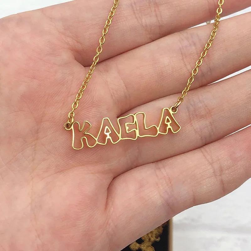 Personalised Name Necklace For Women Stainless Steel Cut Out Letter Necklace
