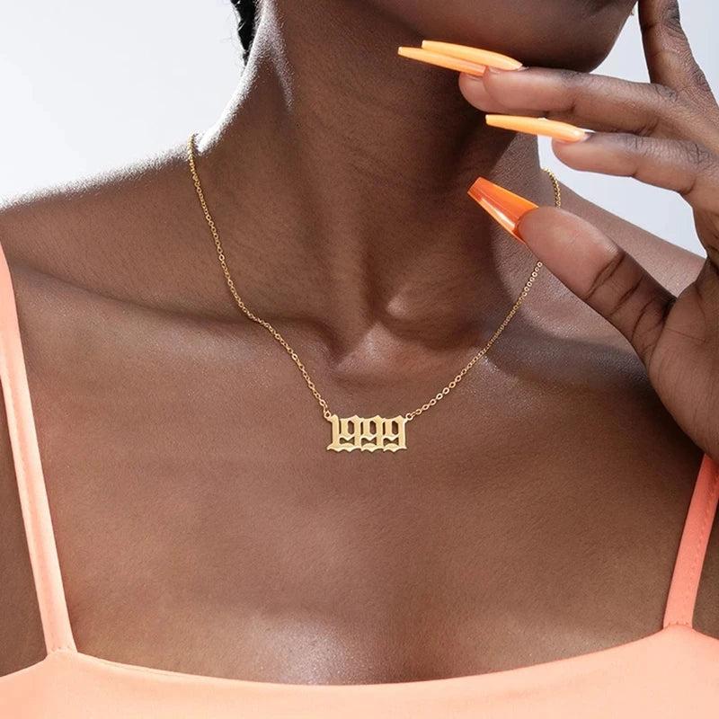 Year Number Necklaces Stainless Steel Pendant Jewelry