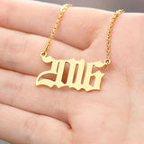 Year Number Necklaces Stainless Steel Pendant Jewelry