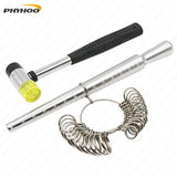Metal Ring Mandrel Sizer Set with Hammer - Finger Sizing US 0-13