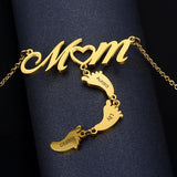 Personalized Kids Name Necklace Mom Small Foot Engraved Pendant