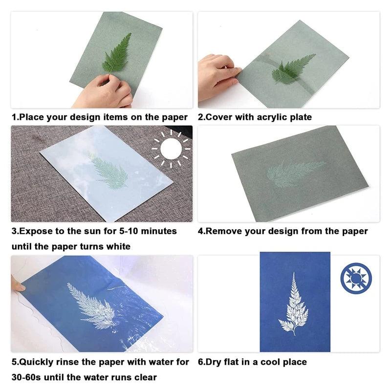 Sun Print Paper Kit Cyanotype Paper A5 Solar Drawing Art Paper