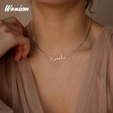 Personalized Stainless Steel Name Necklace Box Chain Pendant Jewelry