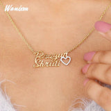 Heart Name Necklace for Women Personalized Butterfly Pendant