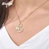 Heart Name Necklace for Women Personalized Butterfly Pendant