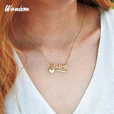 Heart Name Necklace for Women Personalized Butterfly Pendant