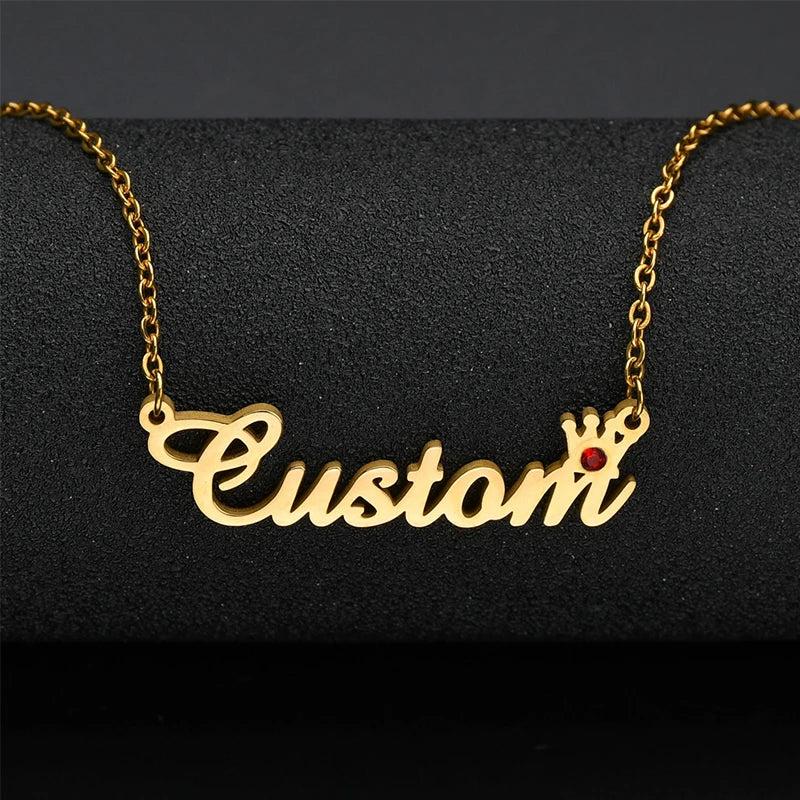 Goxijite Stethoscope Name Necklace Birth Stone Zircon Choker