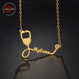 Goxijite Stethoscope Name Necklace Birth Stone Zircon Choker