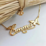 Personalized Stainless Steel Butterfly Name Necklace for Women