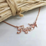 Personalized Stainless Steel Butterfly Name Necklace for Women