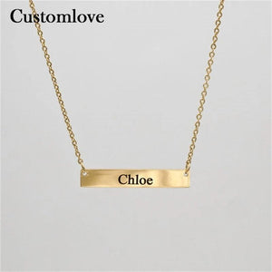 Personalized Stainless Steel Nameplate Necklace for Family Members Mother's Gift