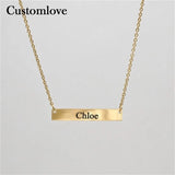 Personalized Stainless Steel Nameplate Necklace for Family Members Mother's Gift