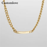 Personalized Stainless Steel Nameplate Necklace for Family Members Mother's Gift