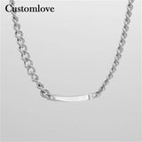 Personalized Stainless Steel Nameplate Necklace for Family Members Mother's Gift